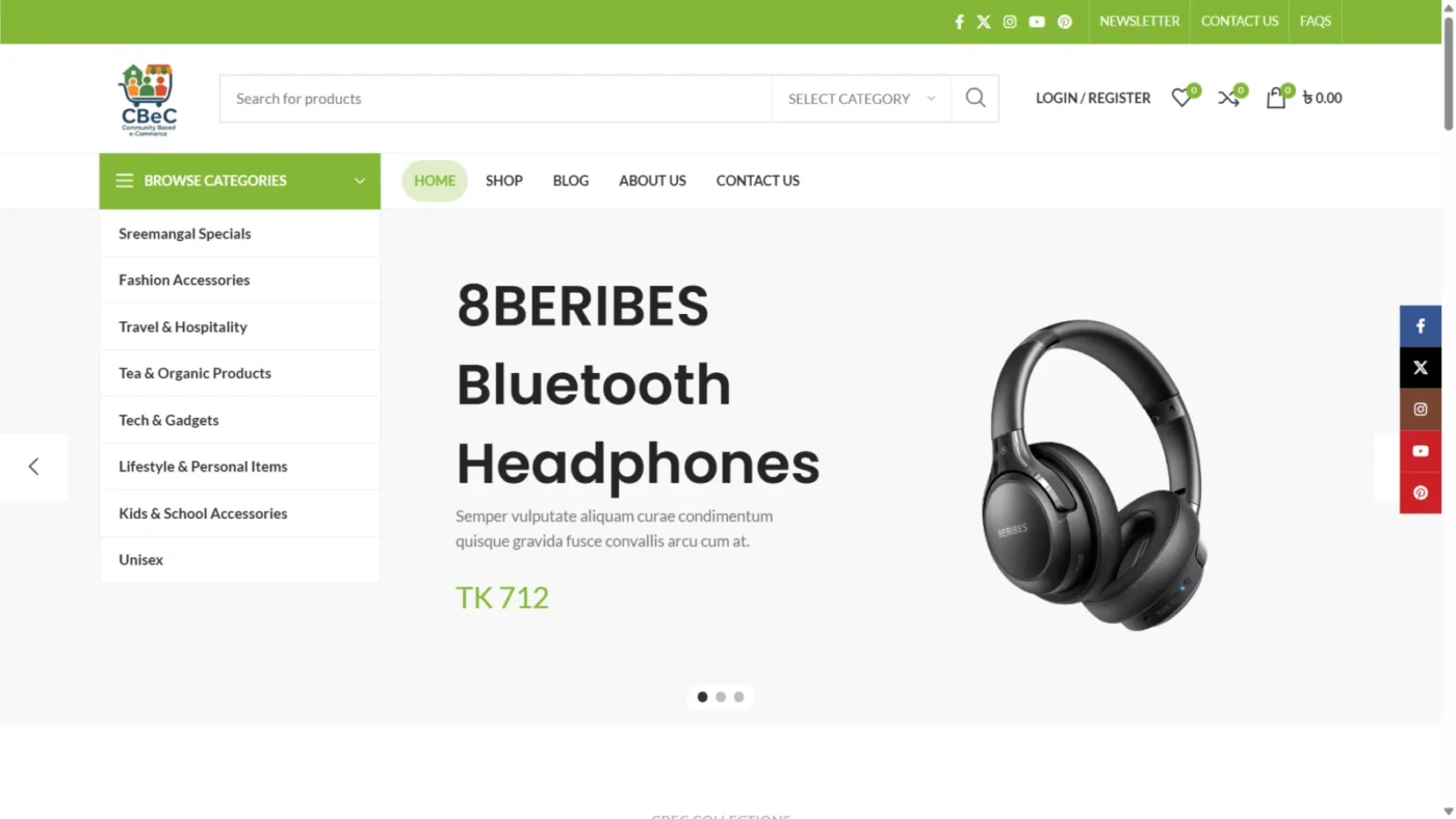 CBECBD Multivendor Marketplace — screenshot of the website