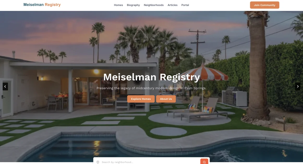 Meiselman Registry — screenshot of the website