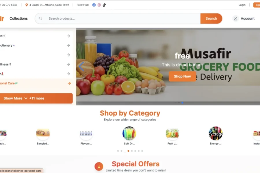 Musafir Store — screenshot of the website