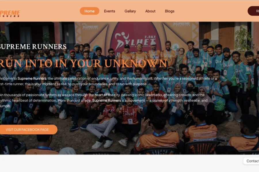 Supreme Runners — screenshot of the website
